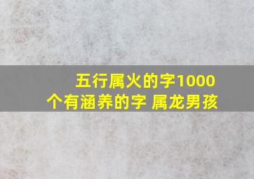 五行属火的字1000个有涵养的字 属龙男孩